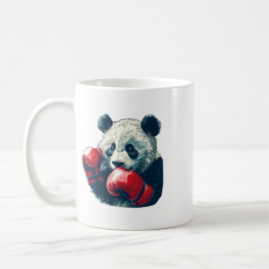 手袋の衣装を着た可愛いボクシング コーヒーマグカップ (左)