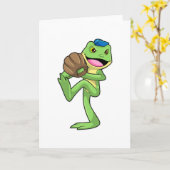 手袋をつけた野球のフローグ カード (黄色い花)