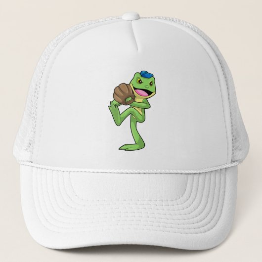 手袋をはめた野球のカエル キャップ (正面)