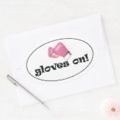 手袋をはめて!パステルピンクボクシング手袋 楕円形シール (封筒)