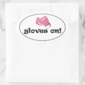 手袋をはめて!パステルピンクボクシング手袋 楕円形シール (バッグ)