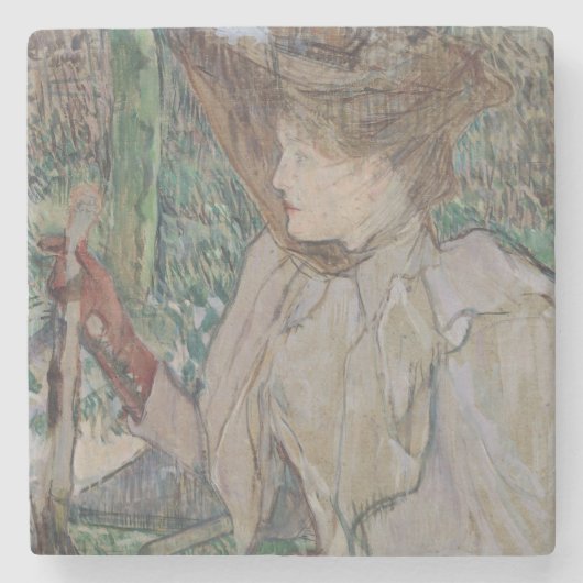手袋、189を持つアンリーdeツールーズLautrec |の女性 ストーンコースター (正面)