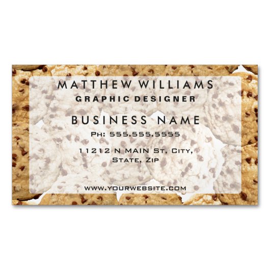 手製のチョコチップクッキー マグネット名刺 (正面)