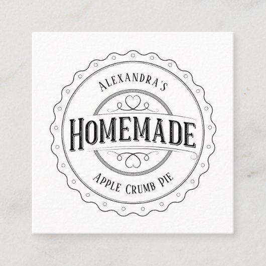 手製のヴィンテージのパーソナライズなラベルの名刺 スクエア名刺 (正面)