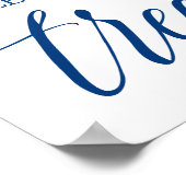 手触りネイビー結婚ブルーの書道を習う ポスター (角)