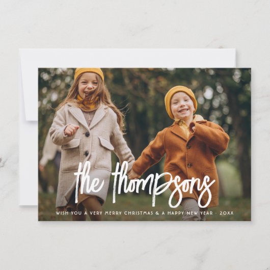 手記モダン家族の名前2写真の休日 シーズンカード (正面)