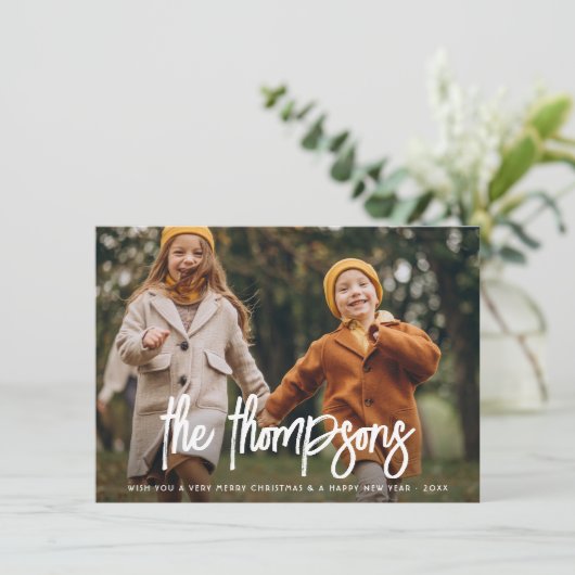 手記モダン家族の名前2写真の休日 シーズンカード (スタンド正面)