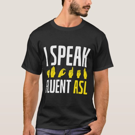 手話がペラペラ Funny ろう者 Tシャツ (正面)