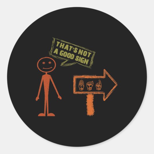 手話し言語ASLアメリカンハンドトーキング認識度 ラウンドシール (正面)