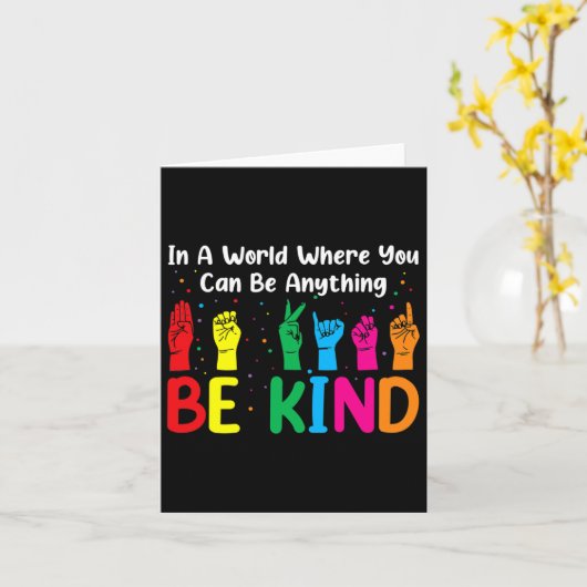 手話で優しく 女性 男性 カード (黄色い花)