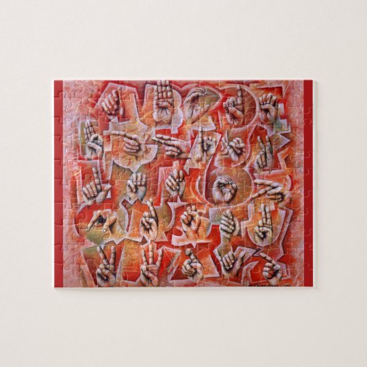 手話のアルファベットのパズル ジグソーパズル (横)