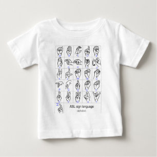 手話のアルファベットのベビーのワイシャツ ベビーTシャツ