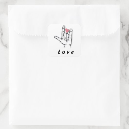 手話の愛 スクエアシール (バッグ)