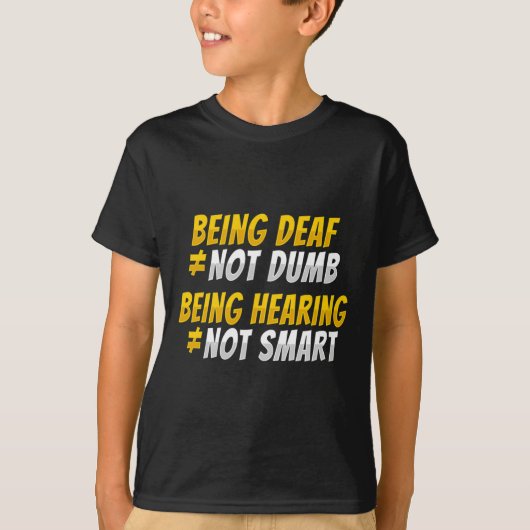 手話の手のジェスチャー 聾 難聴 啓発 2 Tシャツ (正面)