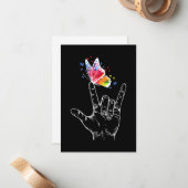 手話の蝶の自閉症 ノートカード (正面/裏面インサイチュ)