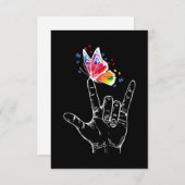 手話の蝶の自閉症 ノートカード (正面/裏面)