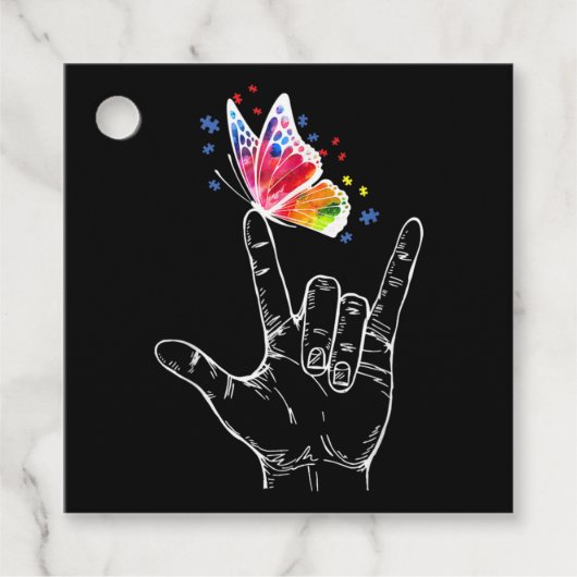 手話の蝶の自閉症 フェイバータグ (正面)