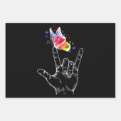 手話の蝶の自閉症 ラッピングペーパーシート (正面)