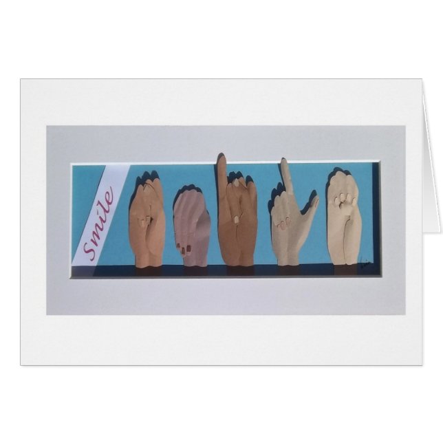 手話の"スマイル" (正面横)