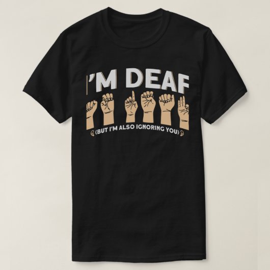 手話ろう者のための補聴器デザイン Tシャツ (デザイン正面)