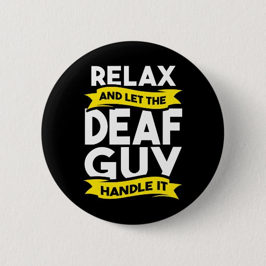 手話ろう者認識度難聴とASL 缶バッジ (正面)