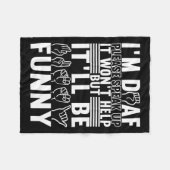 手話ろう者認識度13 フリースブランケット (正面(横))