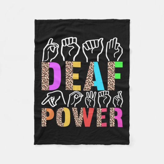 手話ろう認識度3 フリースブランケット (正面)