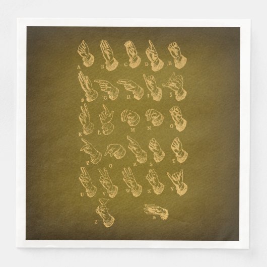 手話アルファベットアンティークアートヴィンテージグリーン (正面)