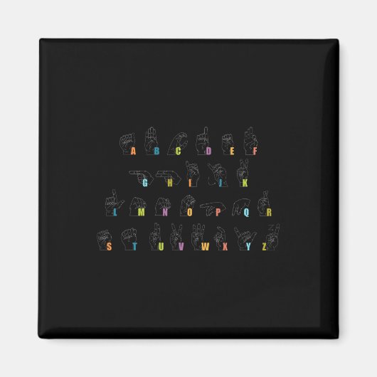 手話アルファベットデザイン難聴認識度A マグネット (正面)