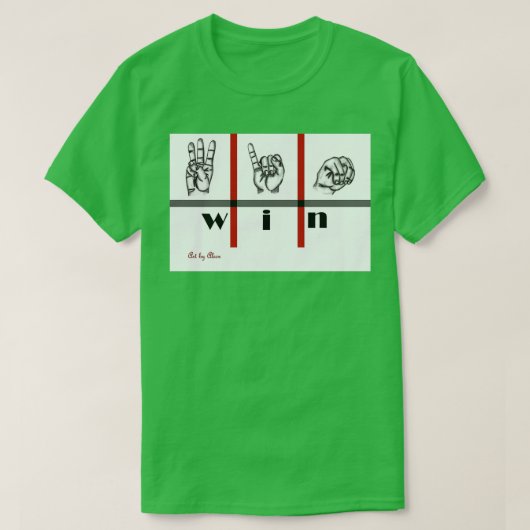 手話アートの勝利 Tシャツ (デザイン正面)