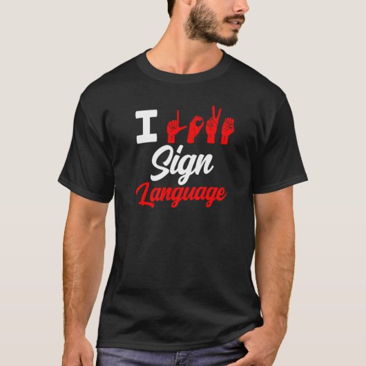 手話ジェスチャーが好き 学習と意識を高める趣味 Tシャツ (正面)