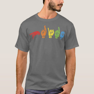 手話レインボーおもしろいフラッグゲイLGBTろうASL Tシャツ