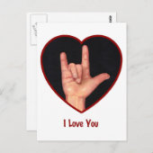 手話好きな手話ハート ポストカード (正面/裏面)