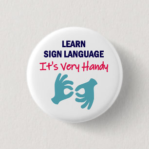 手話学Sign Languageとても便利 缶バッジ