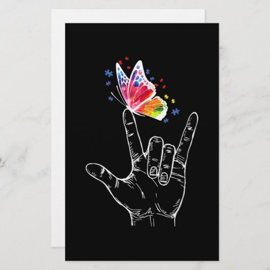 『手話蝶々自閉症』 便箋 (正面/裏面)