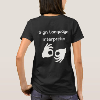 手話通訳者 女性用Tシャツ 黒 Tシャツ