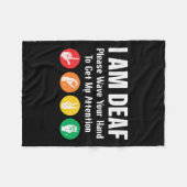 手話通訳者Aslろう者認識度 フリースブランケット (正面(横))