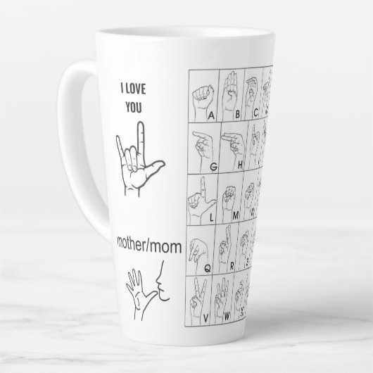 手話 カフェラテマグ (左アングル)