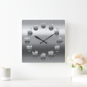 手話 – ステンレス スクエア壁時計 (ホーム)