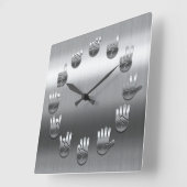手話 – ステンレス スクエア壁時計 (傾斜)