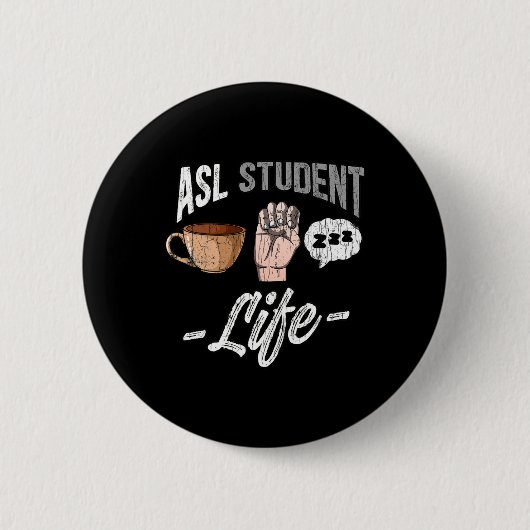 手話 ファッション 難聴者啓発 ASL 学生 ファッション 缶バッジ (正面)