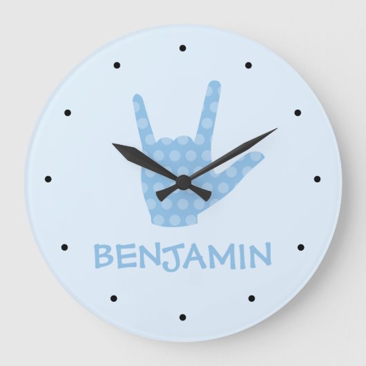 手話 愛してるよ 男の子の名前 時計 (正面)