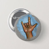 手話: 手の署名: 私は愛します: パステル調 缶バッジ (正面&裏面)