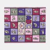 手話ABCラブASLママラブ フリースブランケット (正面(横))