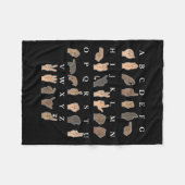 手話Asl手ジェスチャーろう認識度 フリースブランケット (正面(横))