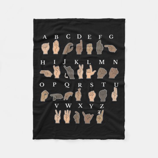 手話Asl手ジェスチャーろう認識度 フリースブランケット (正面)