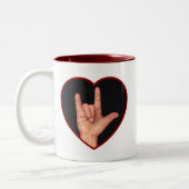手話I愛ハート、手 ツートーンマグカップ (左)