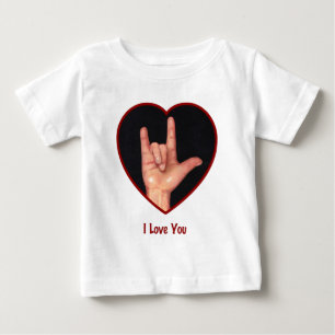 手話I愛ハート、手 ベビーTシャツ