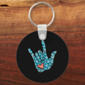 手話I Love Youジェスチャーハート聴覚障害者 キーホルダー (正面)