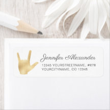 手話I Love You金ゴールドフォイルフェイクラベル